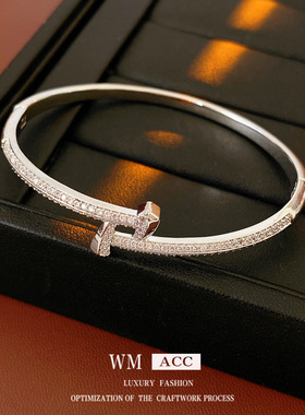 真金电镀锆石锤子卡扣手镯轻奢感百搭手环气质个性冷淡风手饰