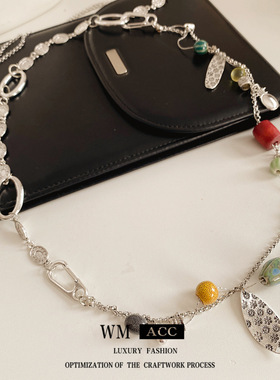 金属陶瓷圆形水滴项链腰链时尚复古民族风毛衣链个性冷淡风饰品女