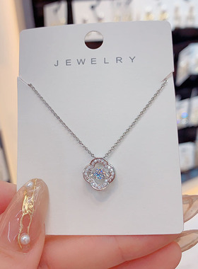 时尚幸运四叶草锁骨链镶钻项链女韩国轻奢小众百搭设计感网红颈链