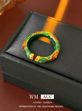 中古vintage锆石珍珠花朵戒指小众感食指戒时尚复古百搭手饰