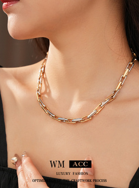 链条拼接可调节吊坠项链个性冷淡风锁骨链设计感小众饰品女感