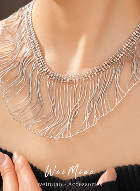 宫廷风个性镂空流苏项链轻奢小众气质锁骨链夸张气质复古项饰