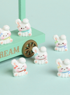 可爱围巾兔子树脂桌面摆件装饰