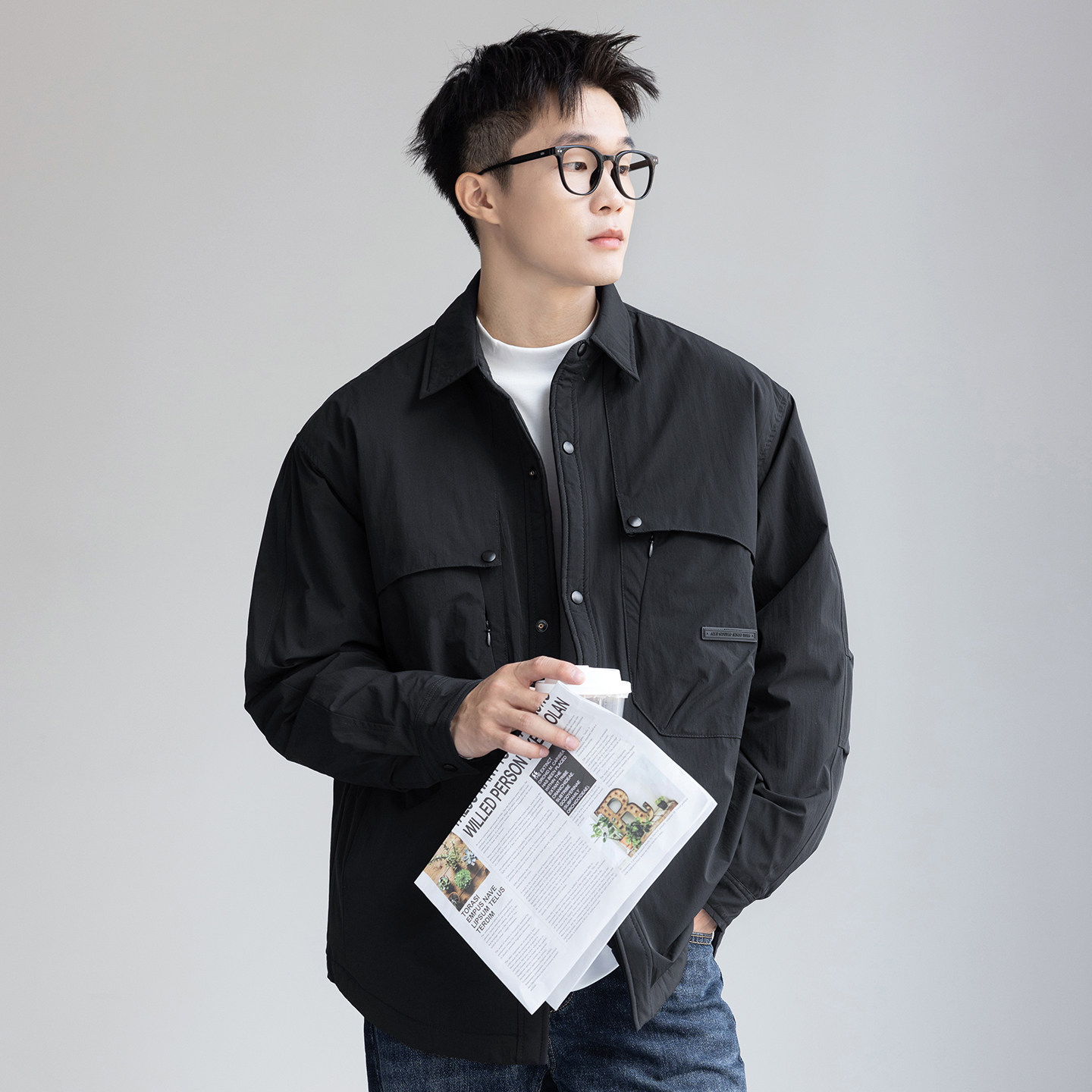 白鸭绒轻薄工装羽绒服男士宽松大码外套冬季新款百搭休闲保暖夹克