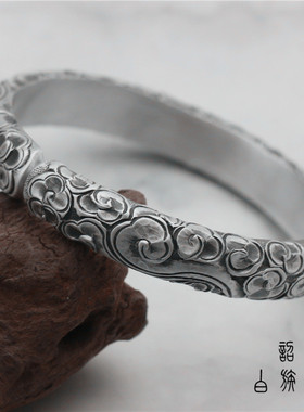 银手镯999定制情侣银自己加工