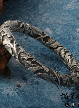 花开富贵牡丹民族风盛放银镯子