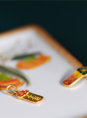 足金珐琅烧蓝上上签吊牌