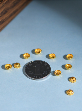 手工錾刻古法黄金莲花花托隔珠