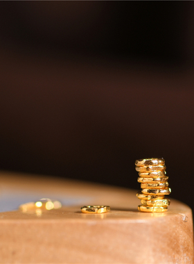 足金錾刻古法黄金小隔珠隔片