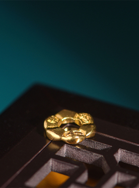 手工錾刻古法吉言金荷叶边隔片