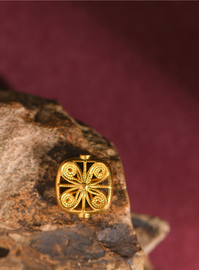 手工錾刻古法掐丝镂空方形隔珠