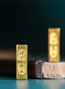 手工錾刻古法黄金平安福禄隔珠