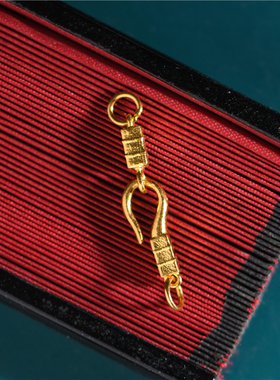 藏珠饰家 足金手工錾刻古法黄金 小金条扣头链接扣 项链手链手串