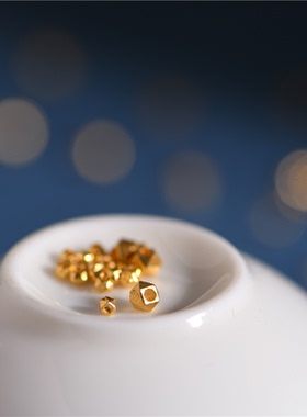 足金錾刻古法黄金多棱珠小碎金