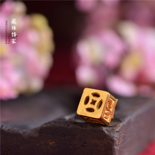 藏珠饰家 足金手工錾刻古法黄金 金印称心如意 手链手串3 - 图1