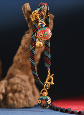 手工錾刻古法黄金烧蓝吞金兽手链