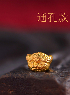 足金手工錾刻古法老老虎兽头