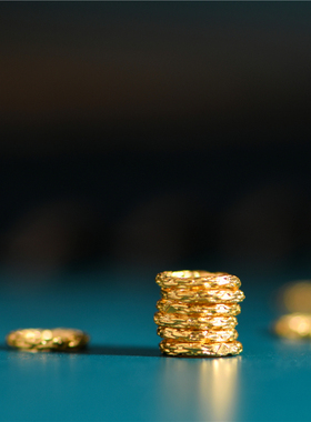 足金錾刻古法黄金锤纹金金圈