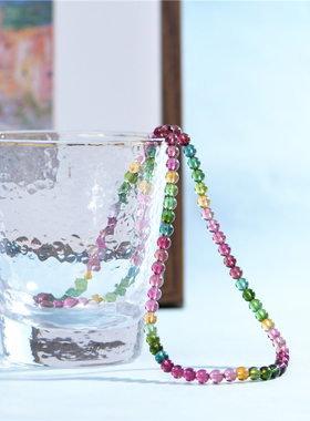 天然无优化碧玺圆珠手串