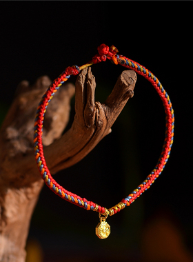 足金手工錾刻古法黄金八卦雨渐耳