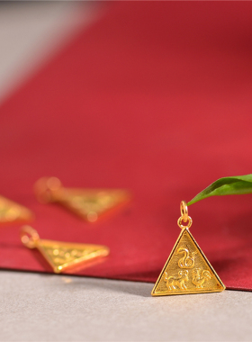 足金手工錾刻手工黄金三合