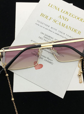 墨镜带链条红色凹造型小脸太阳镜