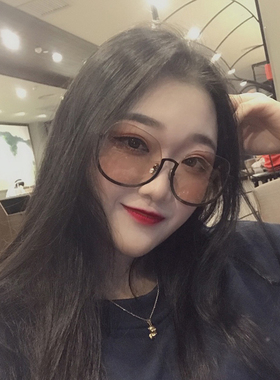 墨镜复古风半框茶色带链条太阳镜