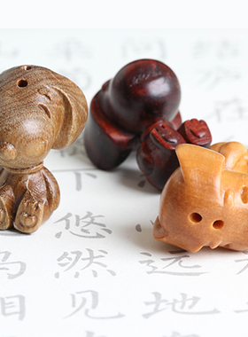 紫檀木雕刻史努比挂坠