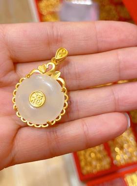 微镶福字平安扣项链毛衣链挂坠