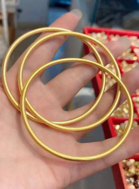 沙金光面手镯三生三世闭口素圈手环女时尚百搭古法磨砂细镯子