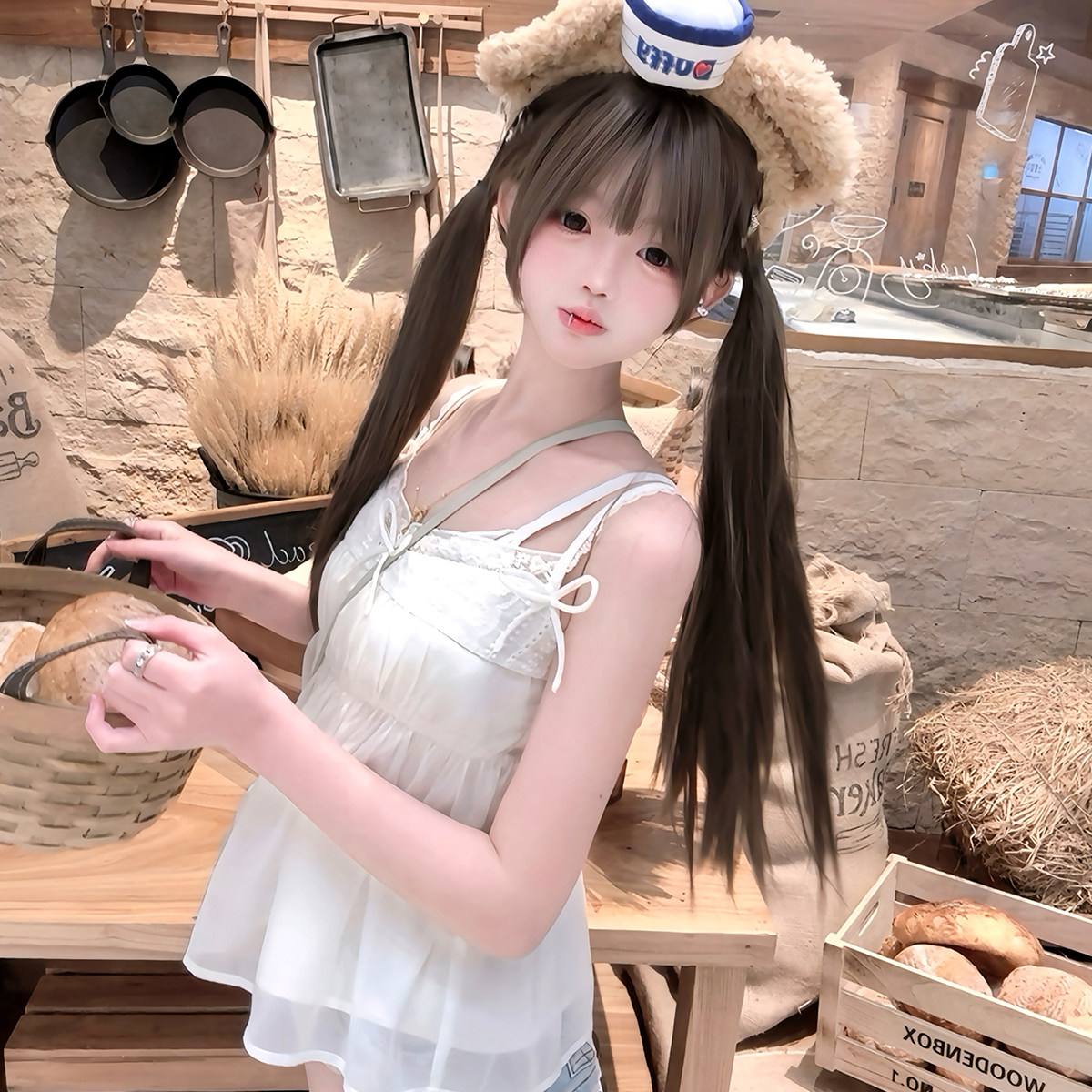 BBING甜饼 柔柔少女蕾丝拼接吊带背心蝴蝶结纯欲修身显瘦短款上衣,淘宝优惠券,粉丝福利购,淘宝优惠卷