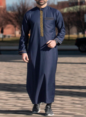African men's robe穆斯林男士长袍摩洛哥风格连帽刺绣高品质面料