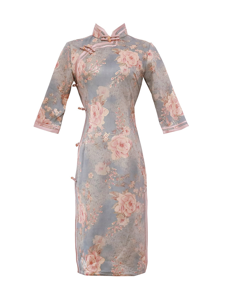 麂皮绒旗袍2020年新款气质女连衣裙 阑桂羽旗袍