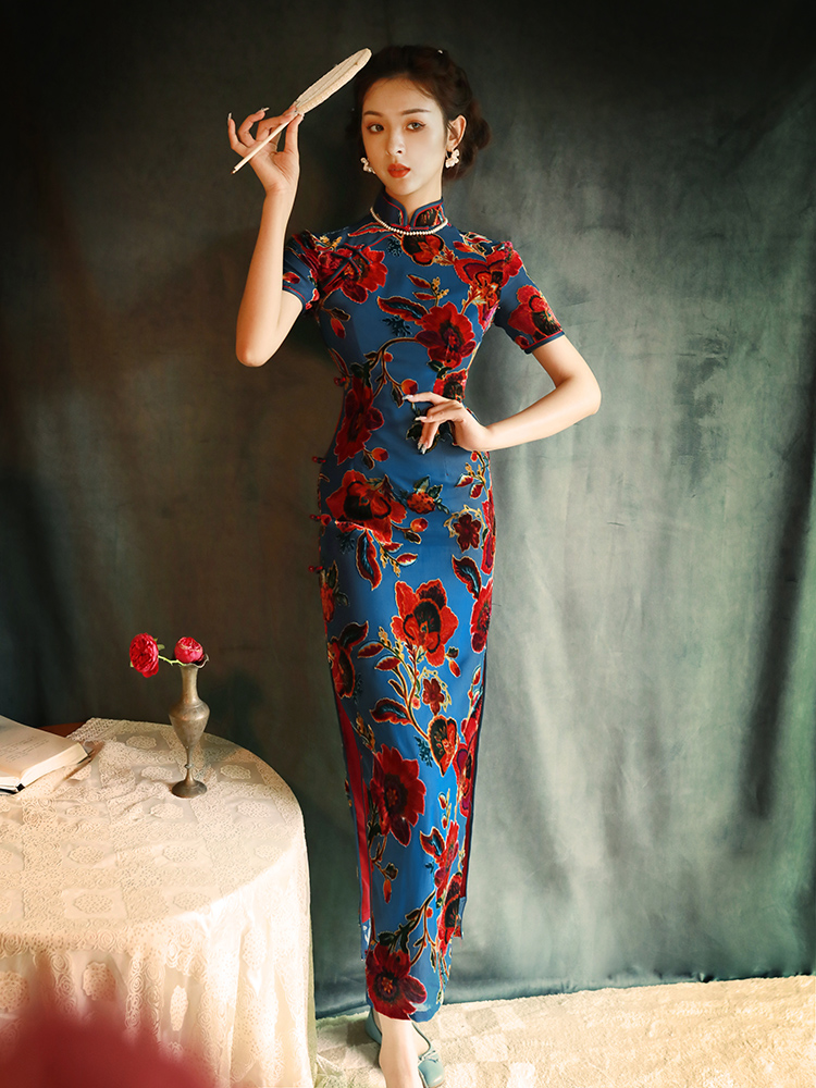 2021新款高端年轻款少女复古 阑桂羽旗袍