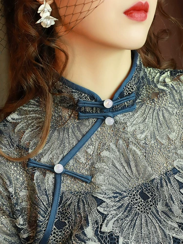 Кружевное длинное элегантное ретро летнее ципао, городской стиль