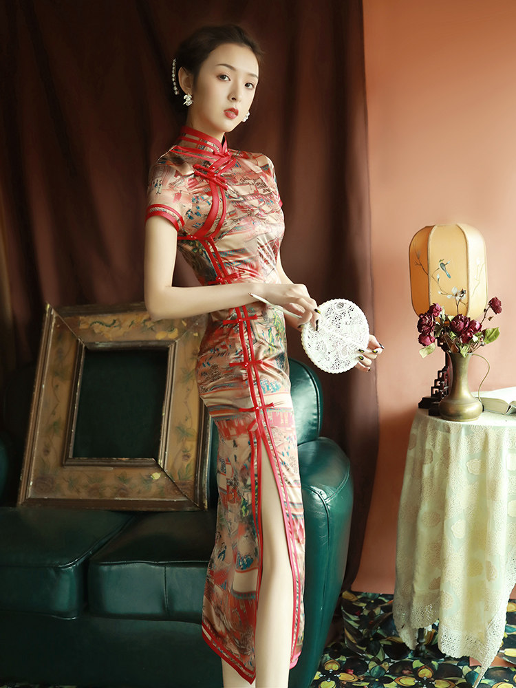 老上海旗袍复古中国风走秀连衣裙 阑桂羽旗袍