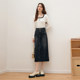 KBNE2025 new washed black and gray straight high waist denim A-line skirt high-end temperament skirt spring and autumn