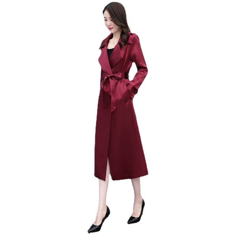 红色风身衣女中长款今年流行秋款垂设计感ZHANG280修早新春大衣外 - 图2