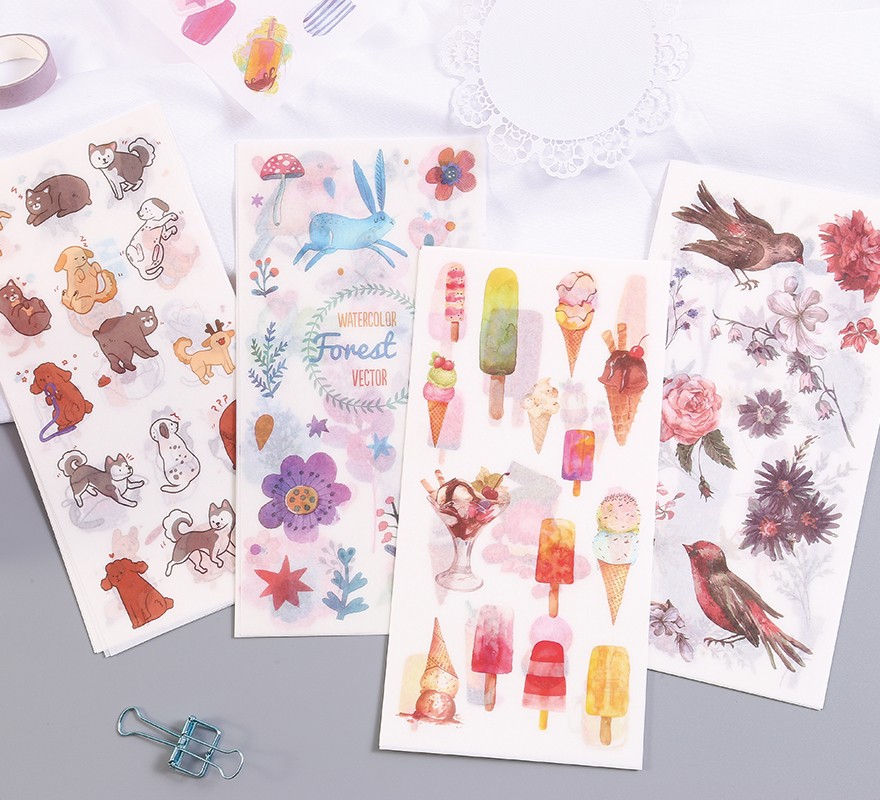 Scrapbooking Stickers 3 Sheets Self Adhesive Stickers Cute F-图3