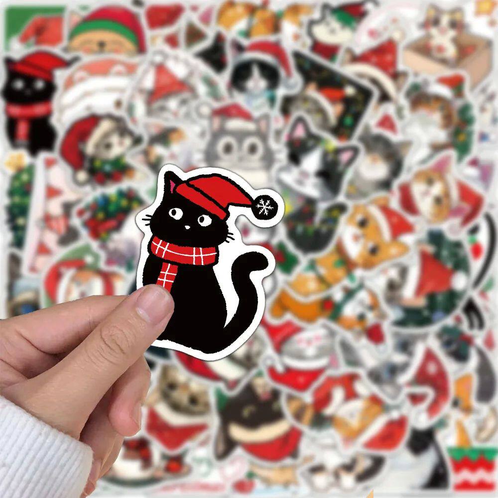 50PCS Christmas Cat Cute Stickers Graffiti Decoration Phone - 图1