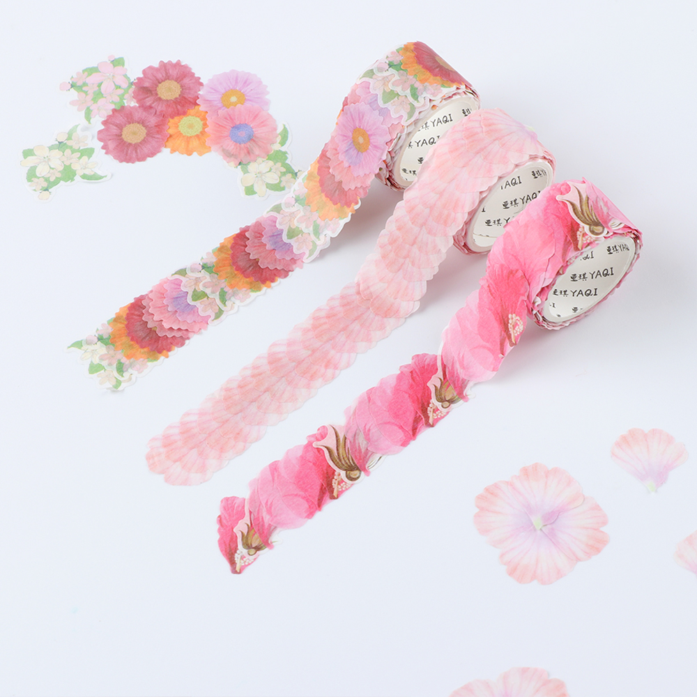 200Pcs/Roll Flower Petals Washi Tape Diary Paper Stickers Ro - 图0