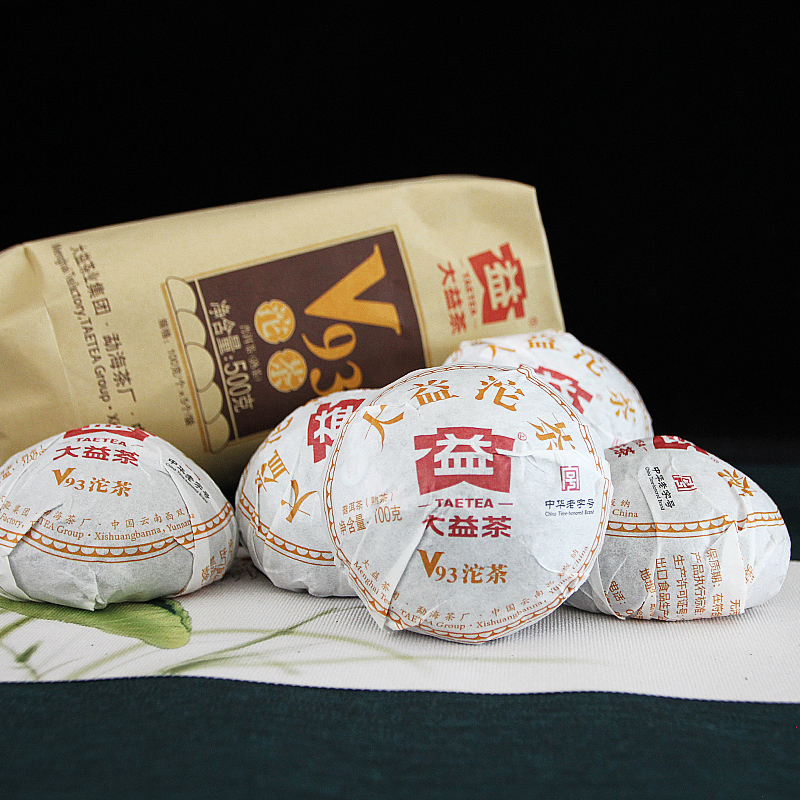 大益普洱茶V93沱茶熟茶2019年云南勐海普洱500g/袋茶叶*3袋-图0