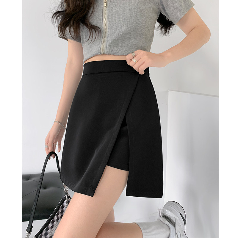 开叉黑色包臀夏季高腰子半身裙裤裙 唐造半身裙