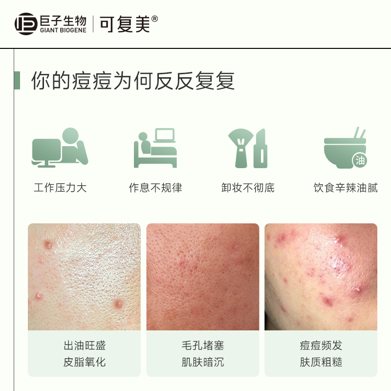 可复美净痘小绿膜面膜修护皮肤屏障保湿控油润肤净痘面膜25g/2片t