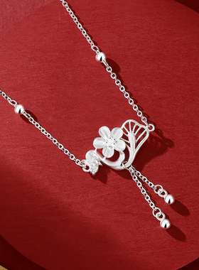 vana桃花足银项链纯银女2026新款