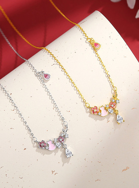 vana花猫水滴项链女纯银S925吊坠