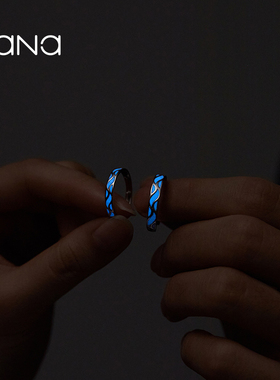 vana纹理情侣荧光戒指纯银