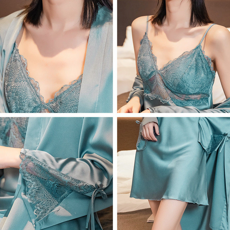 新款丝绸情侣缎面雪纺男士套装睡衣 云之城睡衣/家居服套装