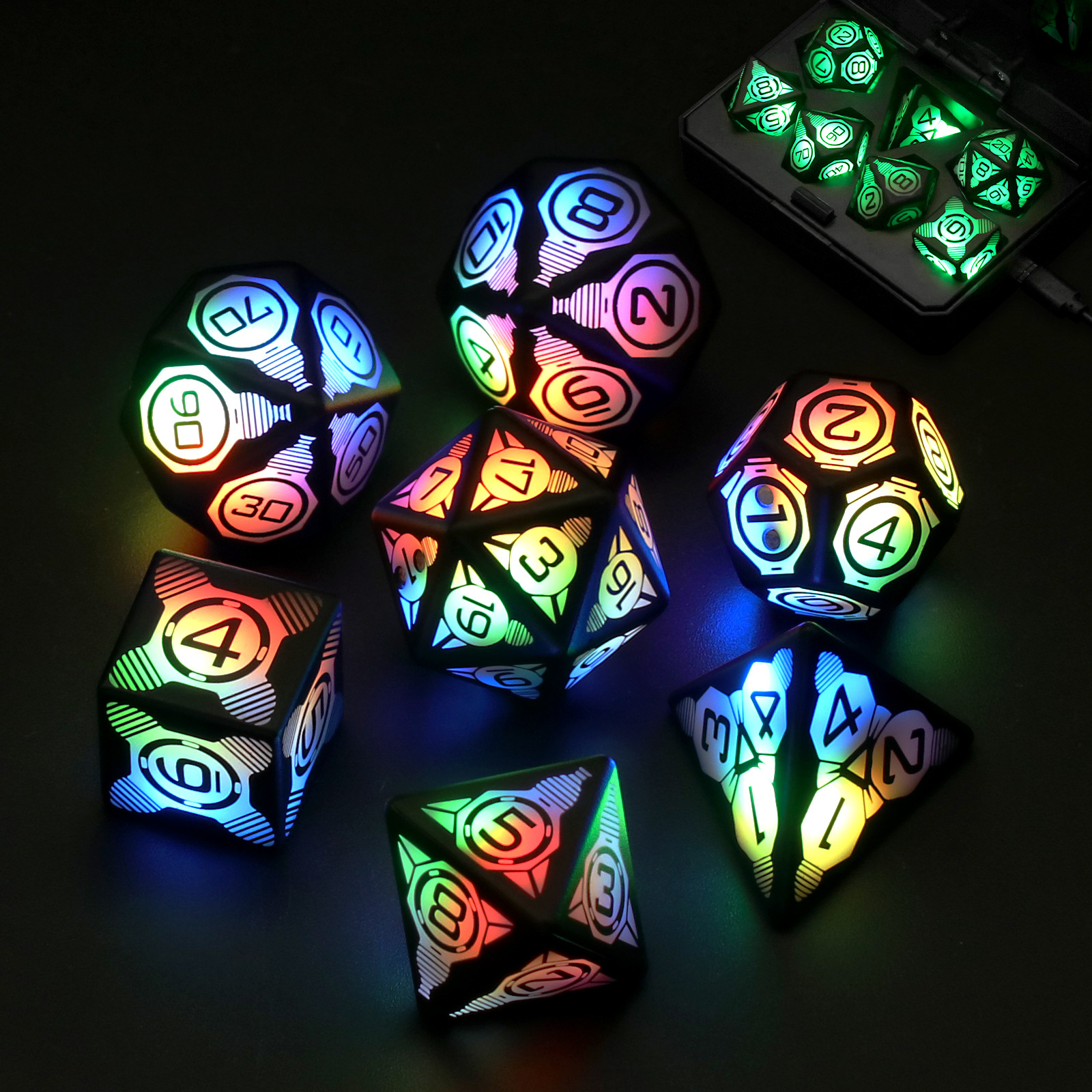 Rechargeable Multi-sided Dice Chips Luminous Board Game Cool-图2