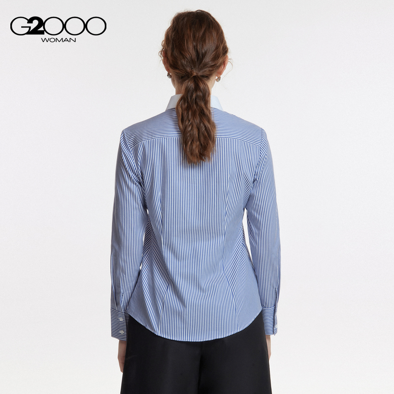 G2000女装修身剪裁条纹面料春夏商场同款商务通勤长袖衬衫